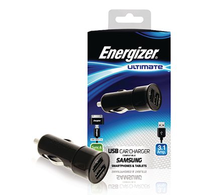 energizer ultimate car charger 2 usb 3 ampera for samsung devices black